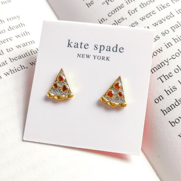 kate spade Jewelry - NEW KATE SPADE Pizza My Heart Gold Multicolor Stud Earrings